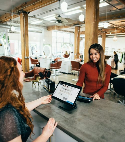 two women near tables